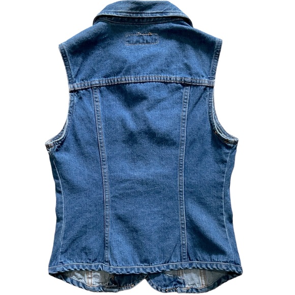 VTG Made In The Shade Garment Vest Womens Medium Red Rose Denim Button USA Made - Picture 7 of 10